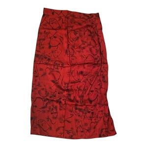 Rare Vintage Nicole Miller Limited Edition Face Print Art Skirt Red 90s Size 6